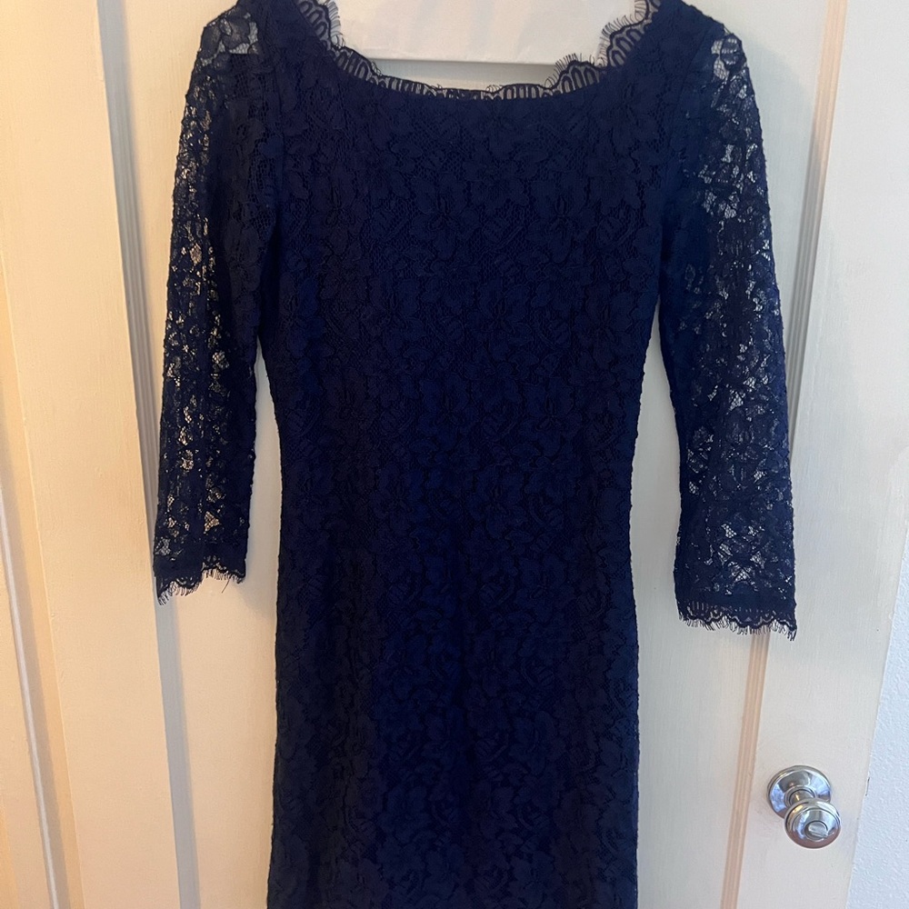DVF Elegant Navy Lace Dress